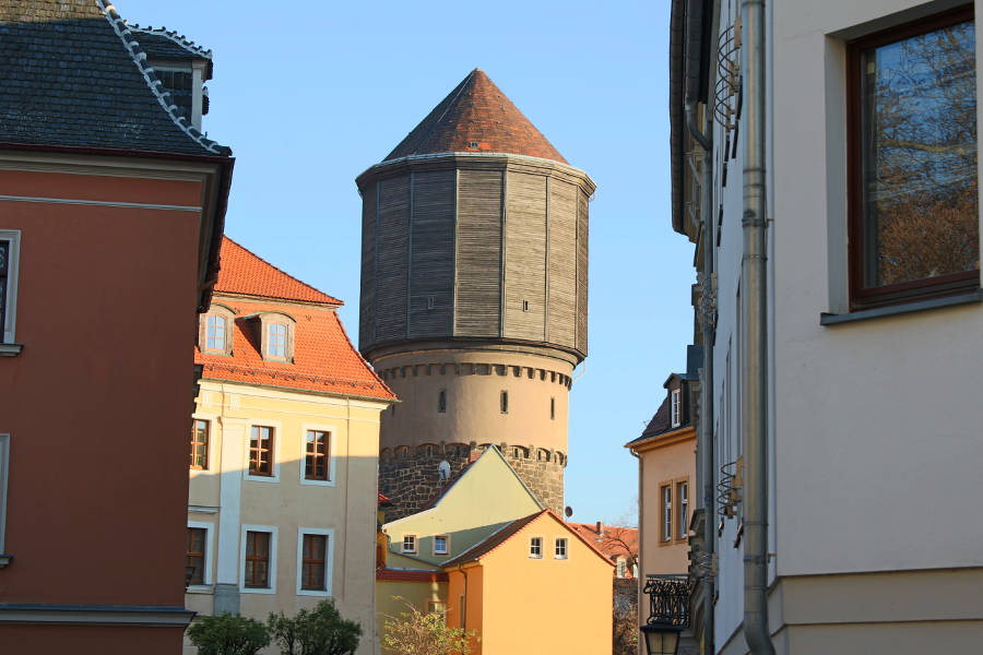 Wasserturm und Mönchskirchruine